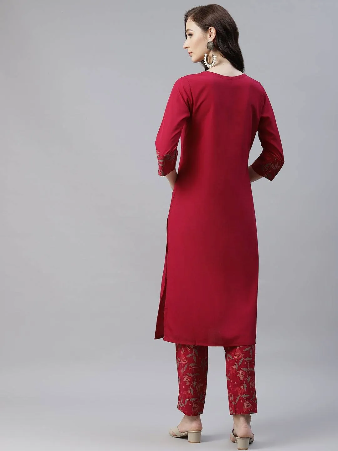 Red Style Kurta Pant Set