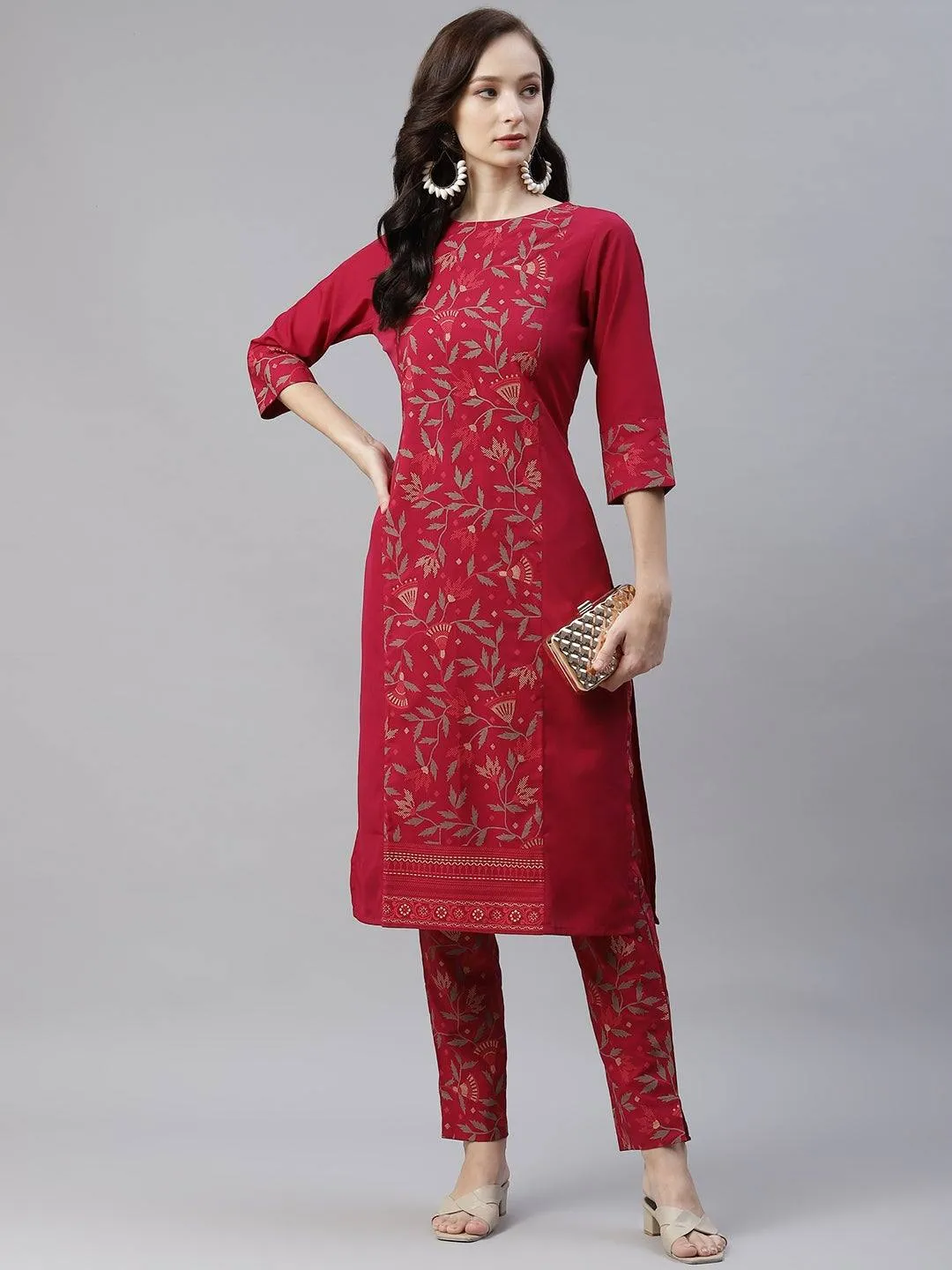 Red Style Kurta Pant Set