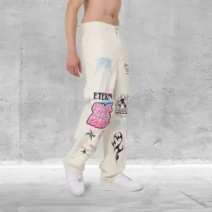 Retro street style graffiti trousers jeans