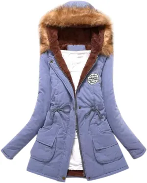 SGASY Women's Winter Coats Casual Warm Fleeced Lined Hooded Jacket Coat Long Sleeve Windproof Zip Up Padded Jackets