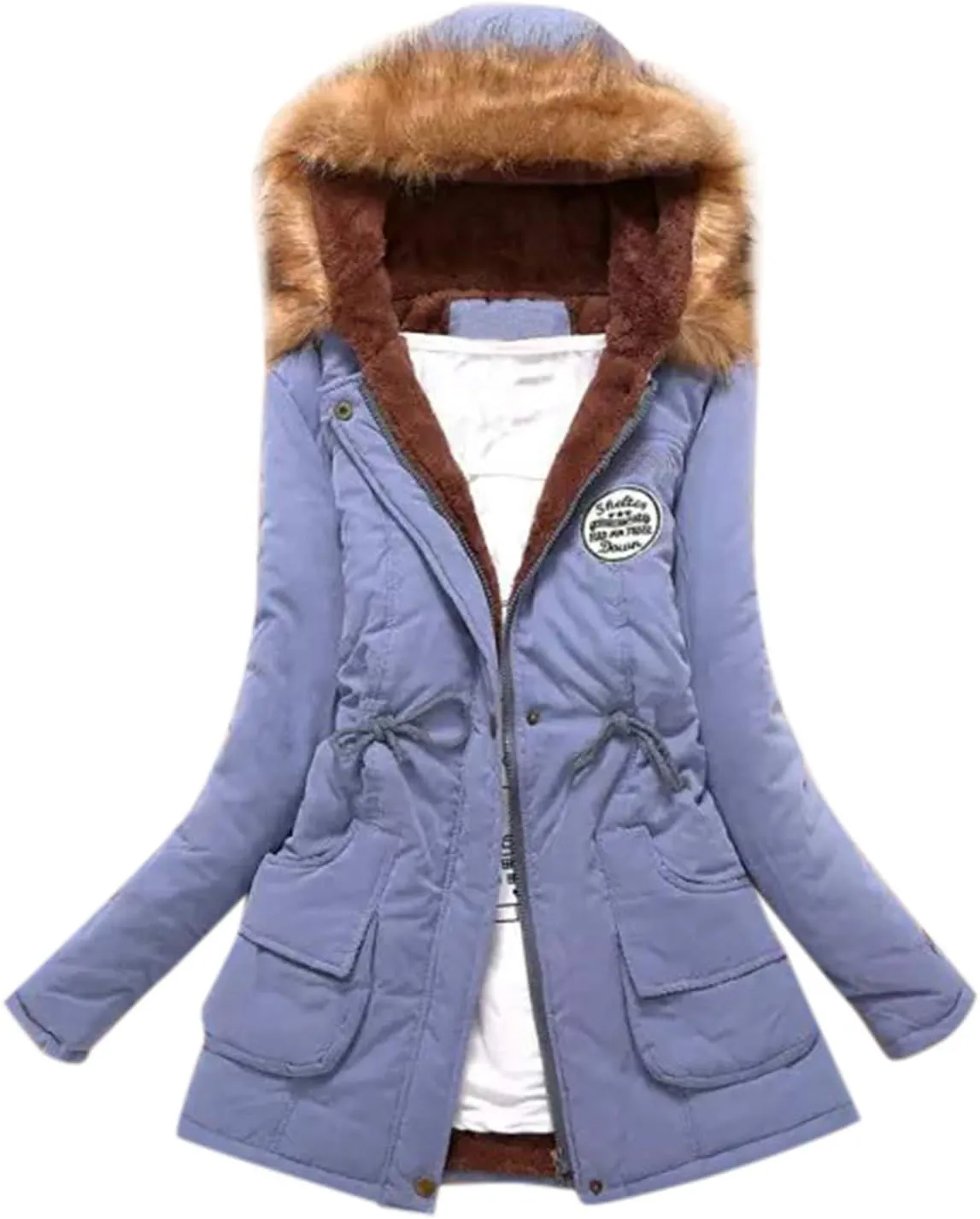 SGASY Women's Winter Coats Casual Warm Fleeced Lined Hooded Jacket Coat Long Sleeve Windproof Zip Up Padded Jackets