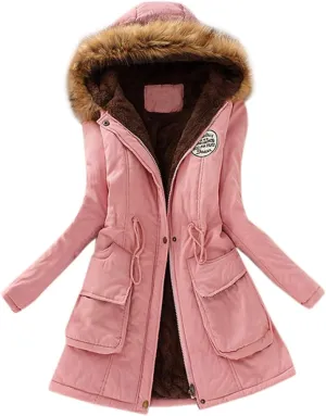 SGASY Women's Winter Coats Casual Warm Fleeced Lined Hooded Jacket Coat Long Sleeve Windproof Zip Up Padded Jackets