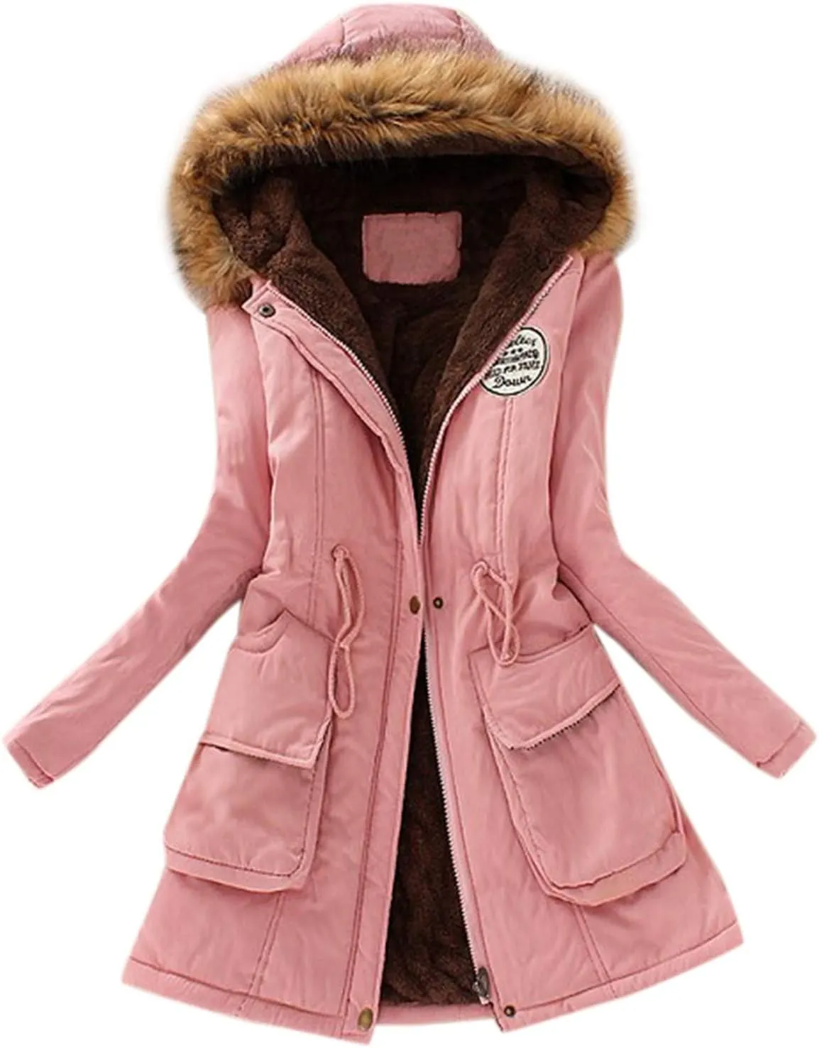 SGASY Women's Winter Coats Casual Warm Fleeced Lined Hooded Jacket Coat Long Sleeve Windproof Zip Up Padded Jackets