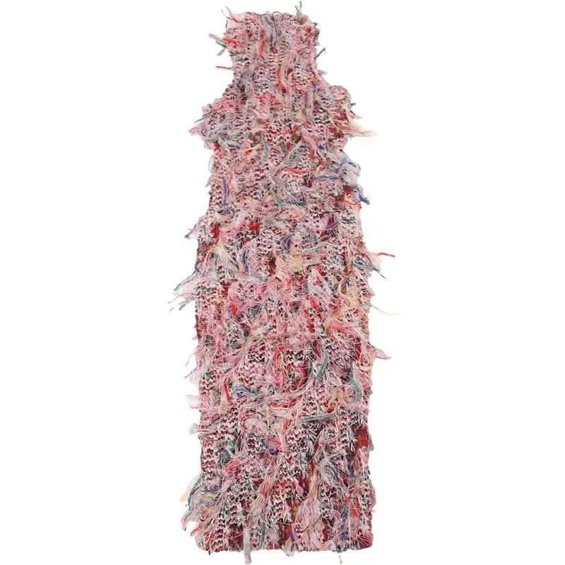 Sleeveless textured ruffle midi dress