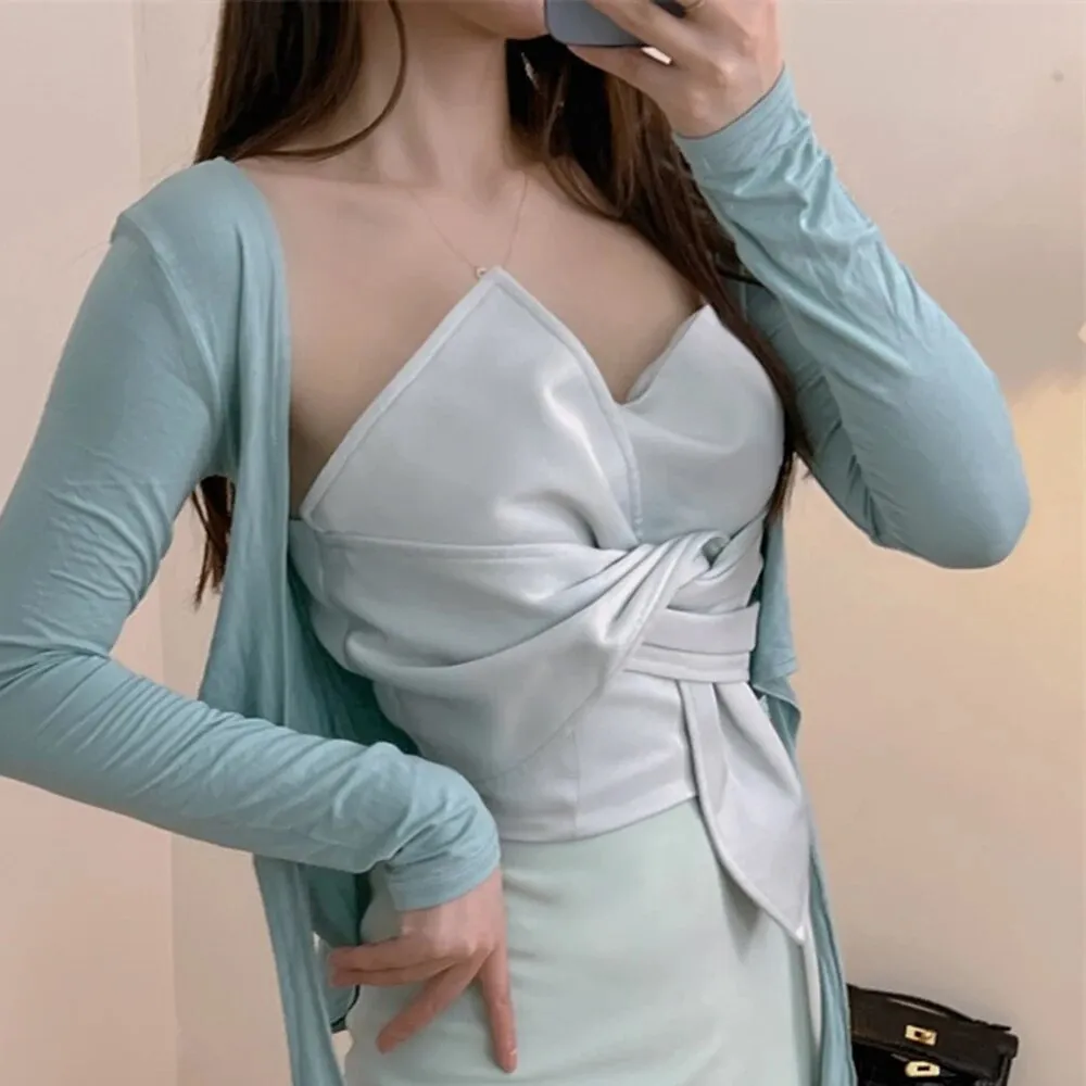 Slim Irregular Tank Tops For Women Square Collar Sleeveless Patchwork Bowknot Solid Vests Female Summer Clothes