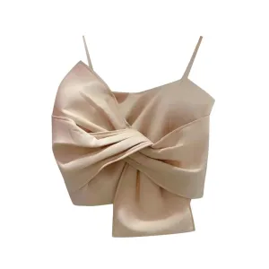 Slim Irregular Tank Tops For Women Square Collar Sleeveless Patchwork Bowknot Solid Vests Female Summer Clothes