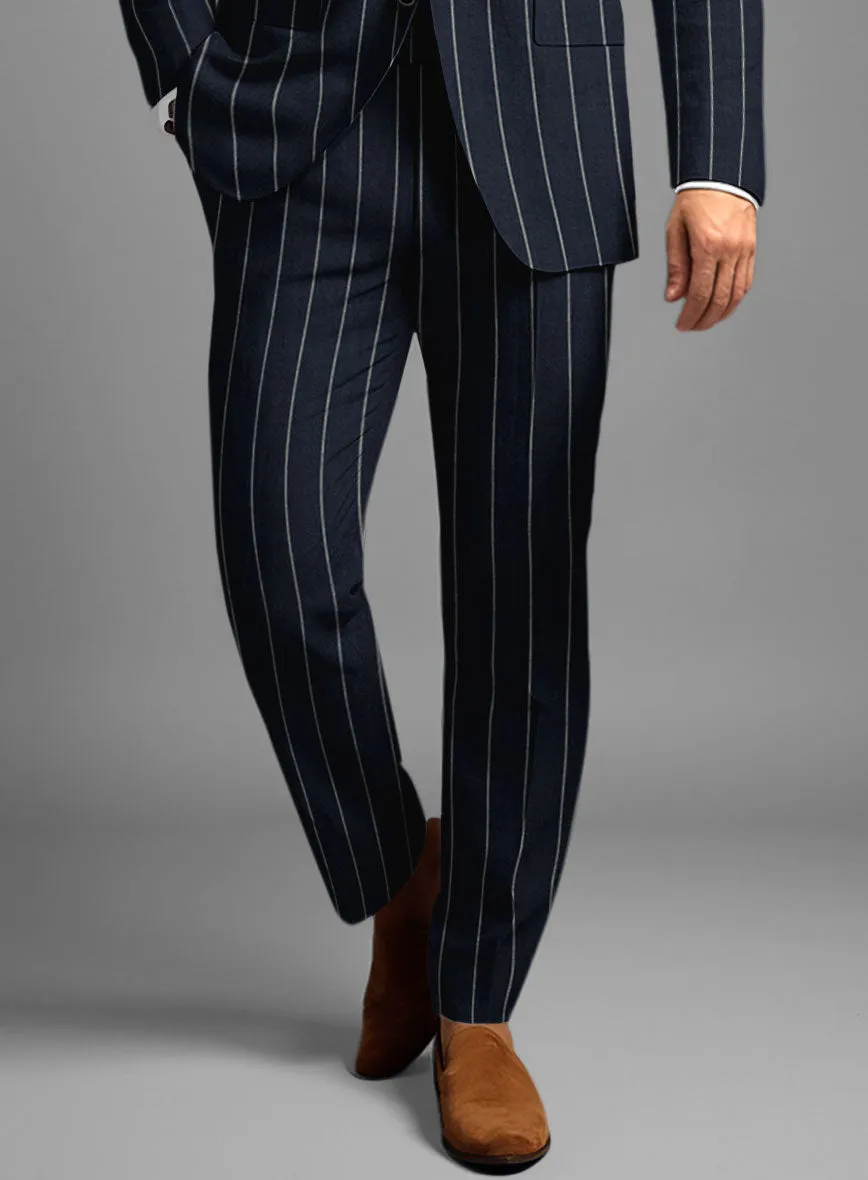 Solbiati Blue Wide Stripe Linen Pants