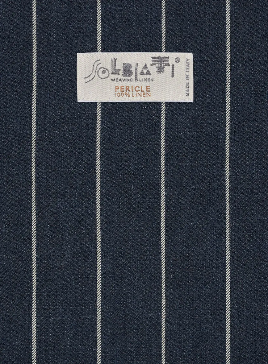 Solbiati Blue Wide Stripe Linen Pants
