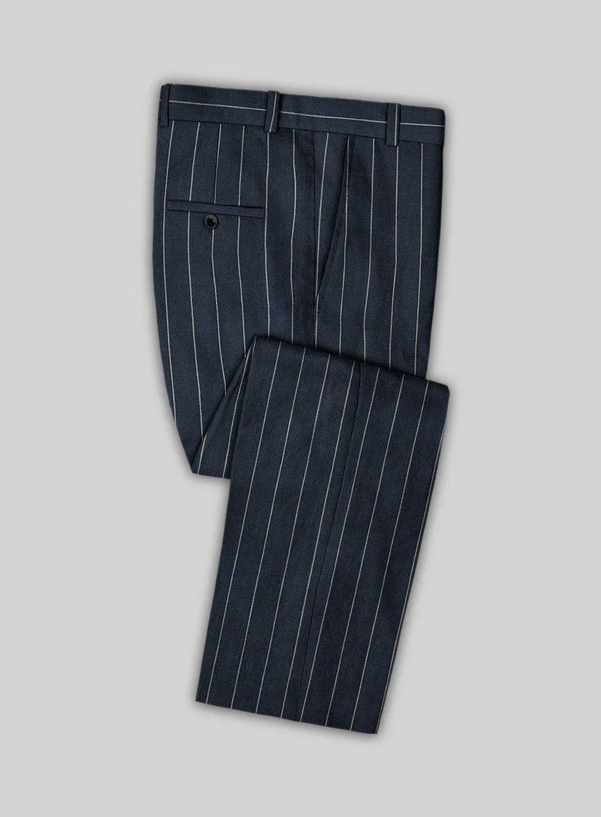 Solbiati Blue Wide Stripe Linen Pants