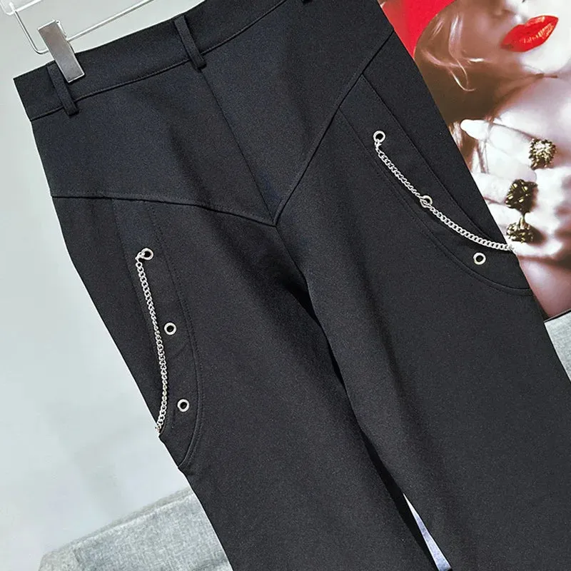 Solid Multi Zipper Patchwork Loose Pants