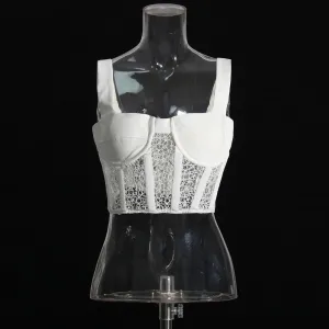 Solid Patchwork Lace Sexy Short Tank Tops For Women Square Collar Sleeveless Off Shoulder Minimalist Slimming Vests Female