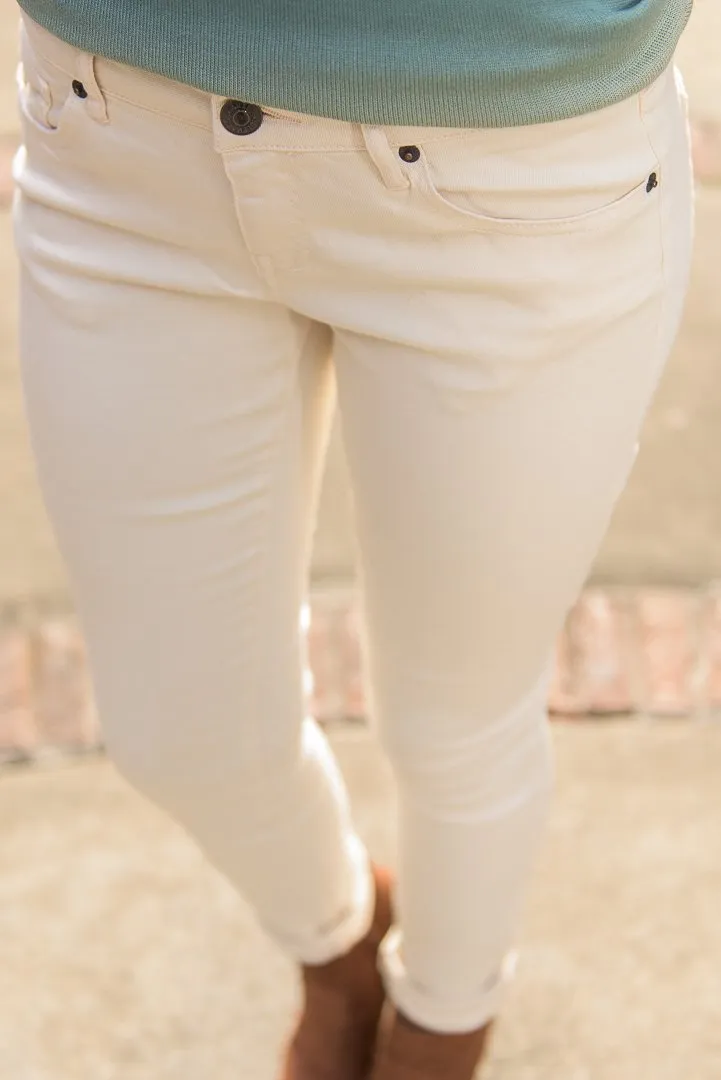 What A Thrill Cream White Skinny Jeans