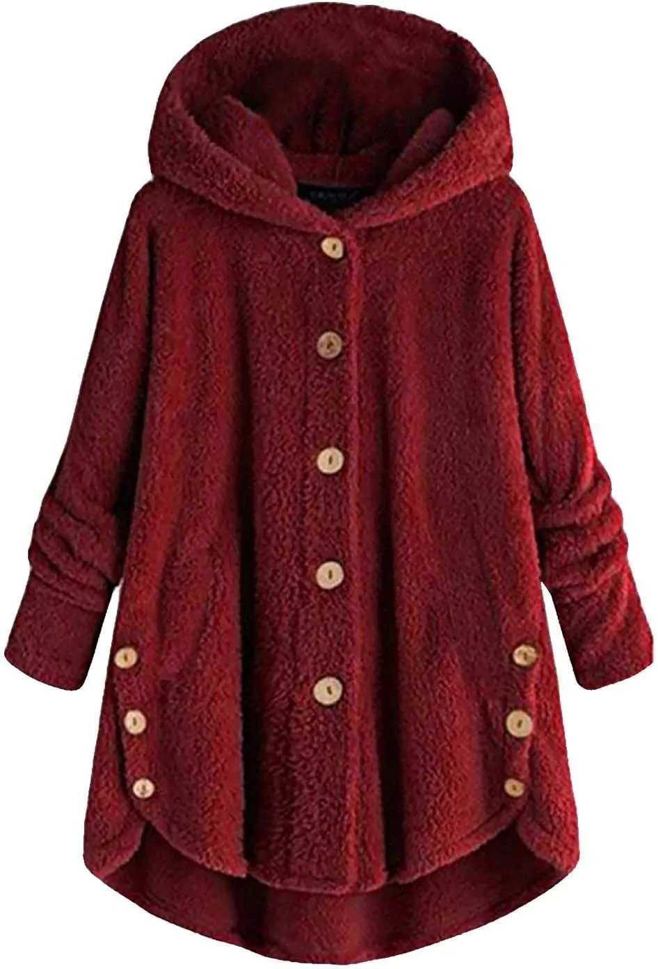 Winter Jackets for Women Warm Button Down Open Front Hooded Cardigan Jacket Sherpa Lined Fuzzy Fleece Casual Coats