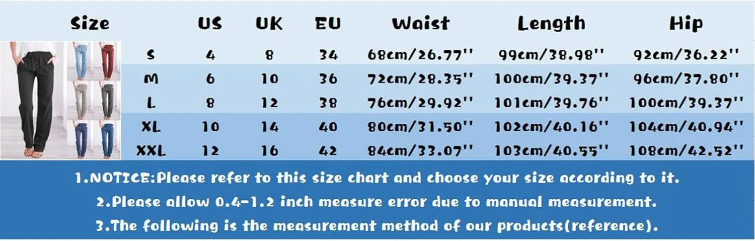 Womens Linen Blend Summer Printed Pants High Waist Ankle Length Plus Size Trouser Business Work