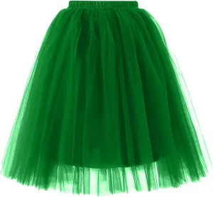 Womens Underskirts for Cosplay Elastic Ruffle Tutu Skirt Party Tulle Elegant Midi Skirt Lightweight A-Line Petticoat