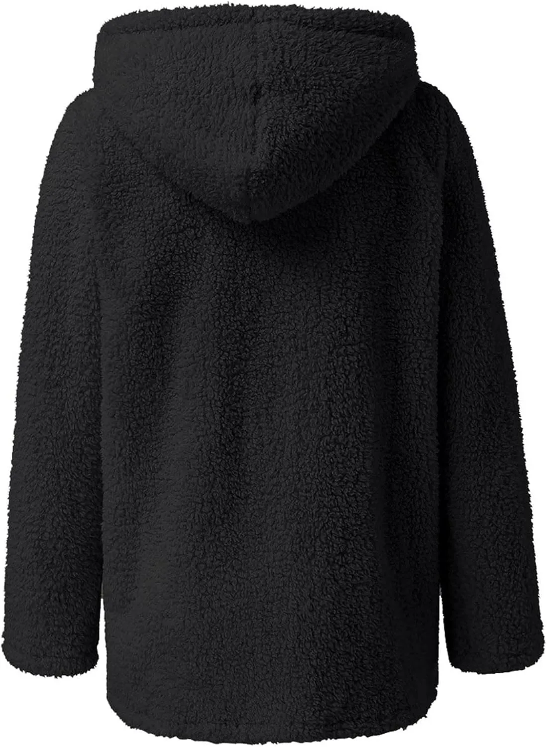 Women's Winter Sherpa Jacket Full Zip Plush Warm Hoodies Soft Fluffy Fleece Coat Solid Fuzzy Hooded Jackets