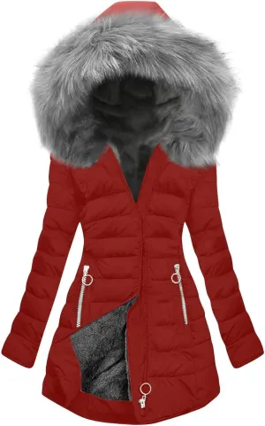 Women's Winter Thicken Coats Warm Furry Faux Sherpa Lined Long Quilted Puffer Jackets Trench Coats Military Parka
