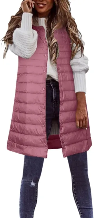 Women's Winter Vest Thin And Light Down Coat Casual Down Coat Slim Gilet Quilted Jacket Outdoor Winter plus Size Jackets