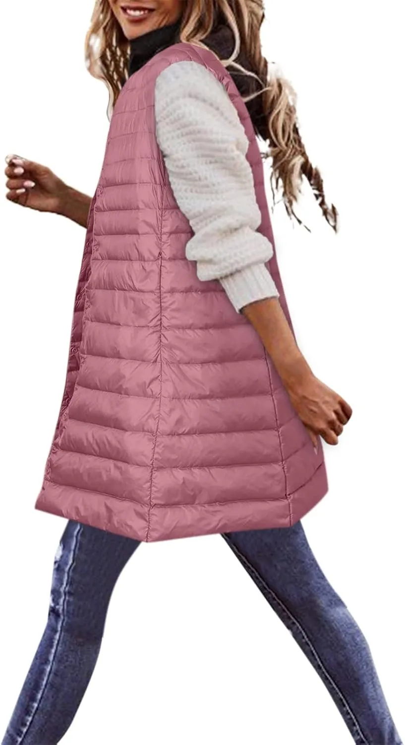 Women's Winter Vest Thin And Light Down Coat Casual Down Coat Slim Gilet Quilted Jacket Outdoor Winter plus Size Jackets