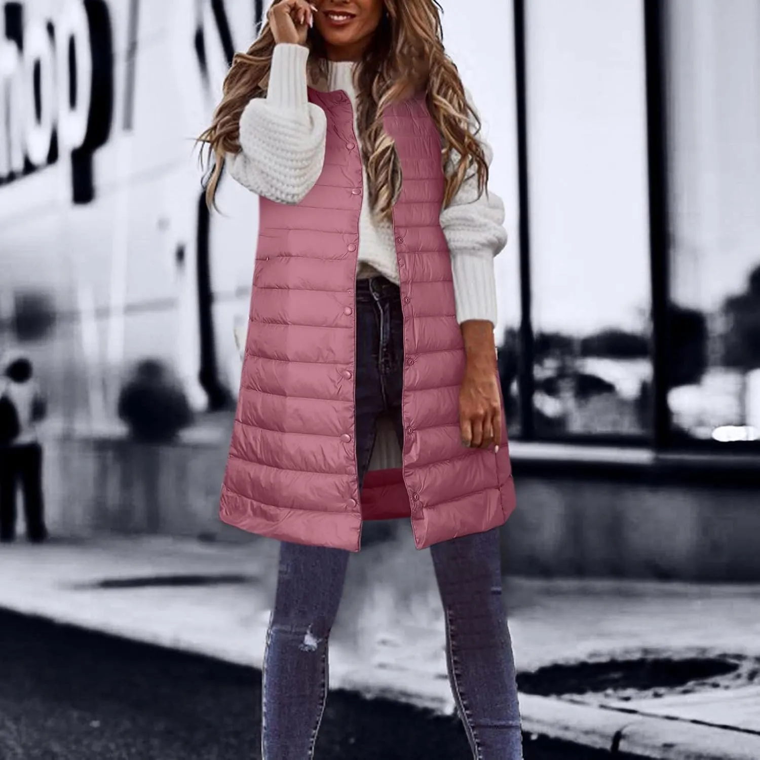 Women's Winter Vest Thin And Light Down Coat Casual Down Coat Slim Gilet Quilted Jacket Outdoor Winter plus Size Jackets
