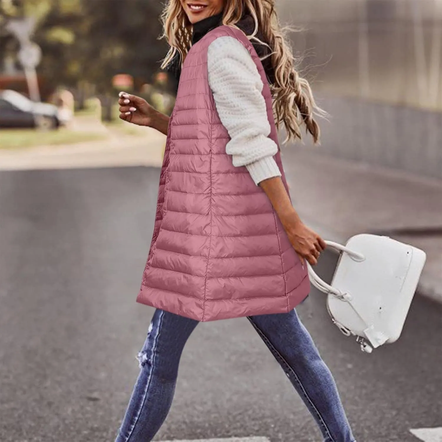 Women's Winter Vest Thin And Light Down Coat Casual Down Coat Slim Gilet Quilted Jacket Outdoor Winter plus Size Jackets